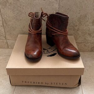 Freebird by Steven Casey Cognac Leather Ankle Booties